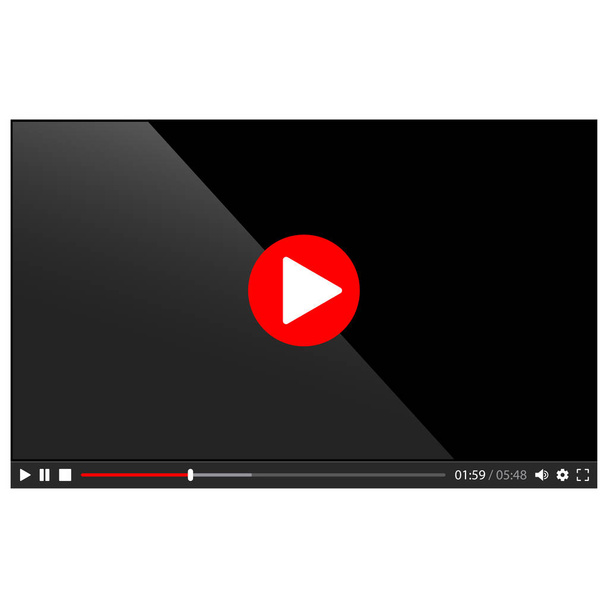 Web video player isolated on white vector - Vector, Image