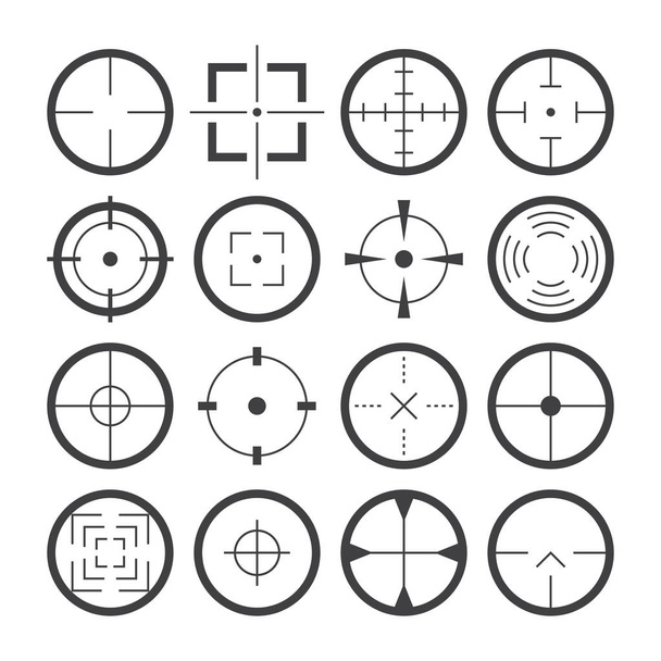 Cabelos cruzados alvo símbolos ícones planas conjunto vetor
 - Vetor, Imagem