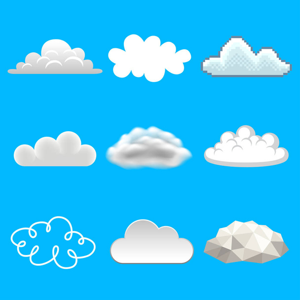 Облака в разных стилях иконки фото реалистичный векторный набор
 - Вектор,изображение
