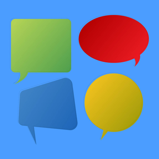 Blank Space Speech Bubble in Different Shapes and Solid Colors. Various Shades and Geometrical Form of Text Balloon. Dialogue Box Sticker Style for Group or Multiple Conversation. - Vector, Image