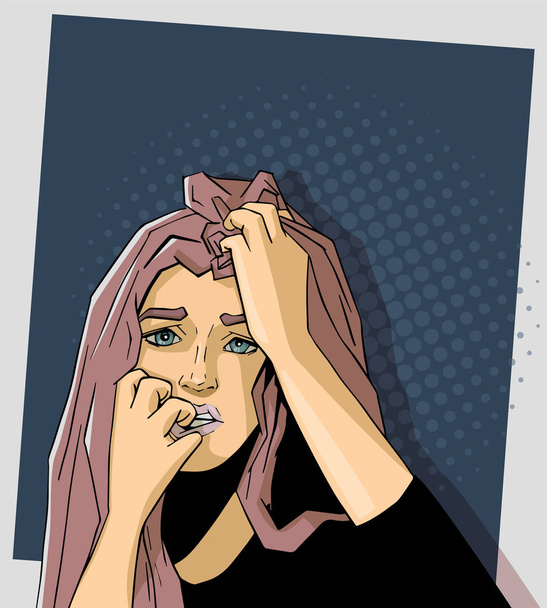 Meisje huilt, triest meisje. Pop-Art illustratie - Vector, afbeelding