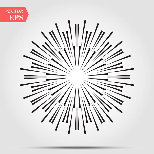 Burst of sun rays in hipster line style. Vector graphic lines of sun beams.Sun stylized geometrical pencil sketch ornament drawing for tattoo, decoration design element eps 10 - Vector, Image
