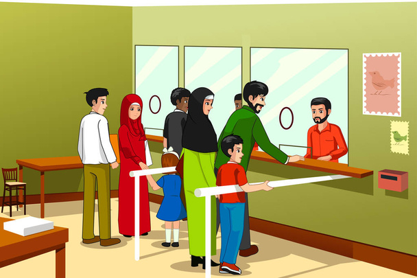 People in Post Office Illustration  - Vector, Image