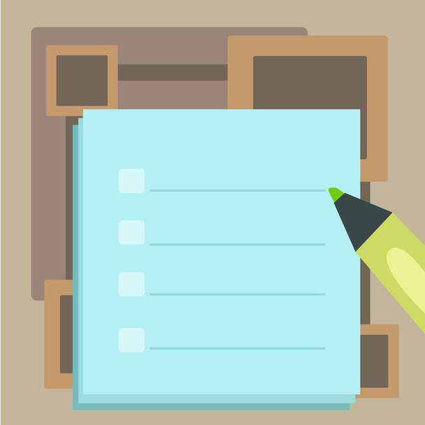 Lege Checklist blad stapelen met aankruisen en viltstift. Kleurrijke te doen Planner formulier met Checkbox en balpen. Creatief idee voor Print Outs voor Planning en activiteit herinnering. - Vector, afbeelding