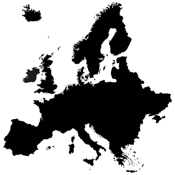 Zwarte vector kaart van de Europese Unie. Zeer hoog detail. Hoog en nauwkeurig tekenniveau - Vector, afbeelding