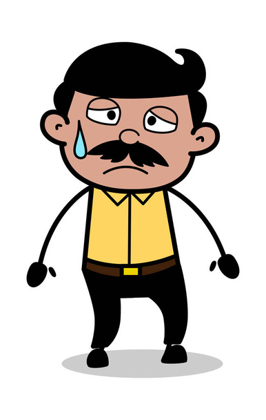 Exhausted - Indian Cartoon Man Father Vector Illustration - Vector, Image