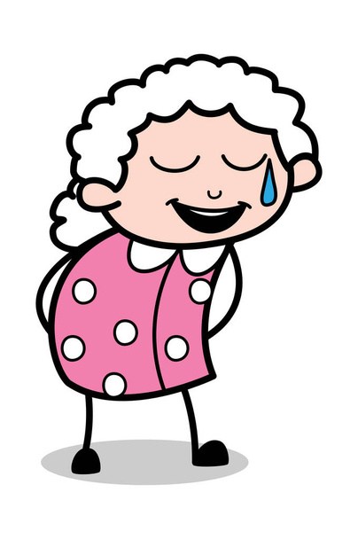 Výraz pro smích-stará kreslená babičko vektorová ilustrace - Vektor, obrázek