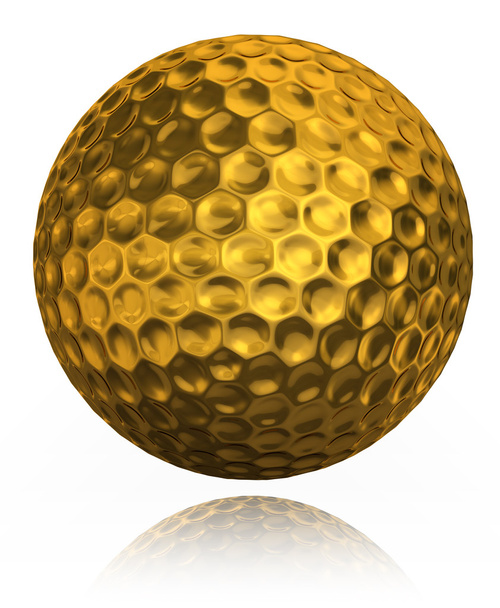 Χρυσή γκολφ μπάλα σε άσπρο φόντο - Φωτογραφία, εικόνα