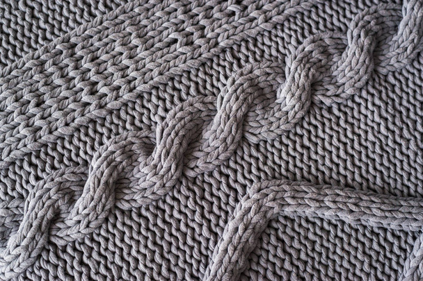 Close-up de padrão de camisola de malha cinza
 - Foto, Imagem