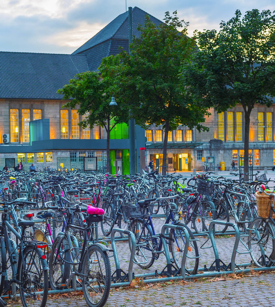 bicycles parking by train station - Φωτογραφία, εικόνα