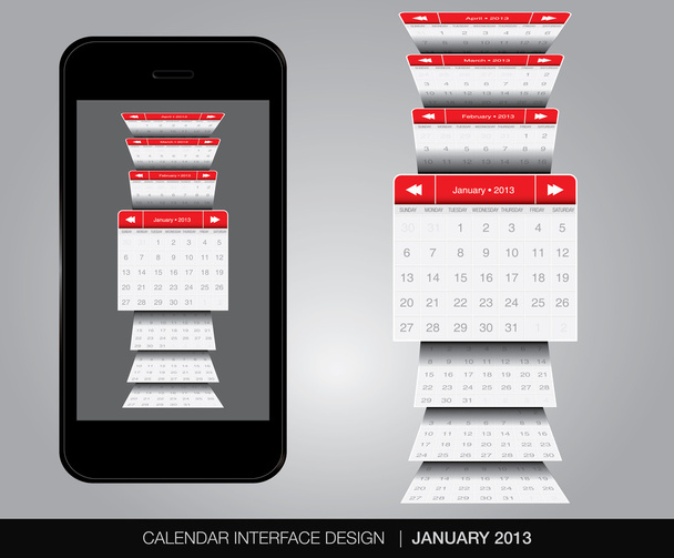 Calendar interface concept - Vettoriali, immagini