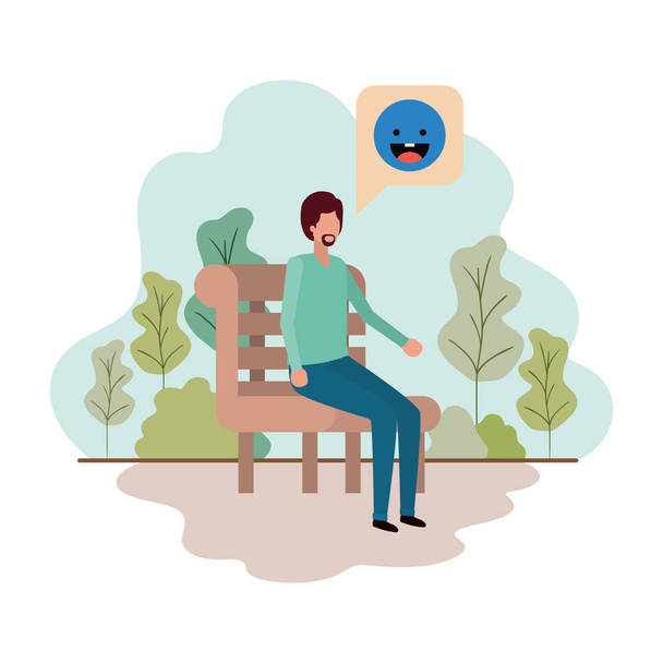 young man with park chair with landscape - Vector, Image