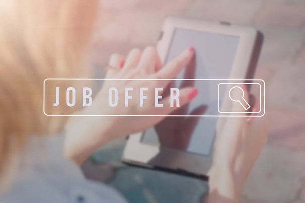 Job Search on mobile smartphone, Human Resources Recruitment Career Concept. - Φωτογραφία, εικόνα