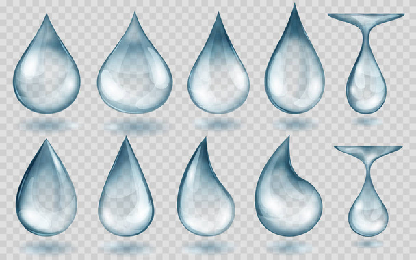 Průsvitné světelné modré kapky vody - Vektor, obrázek