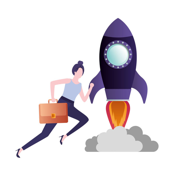 businesswoman with rocket avatar character - Vector, Image