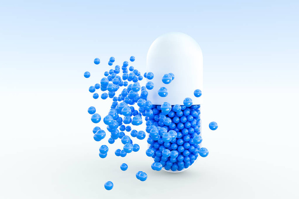capsules with spheres, 3d rendering - Photo, Image