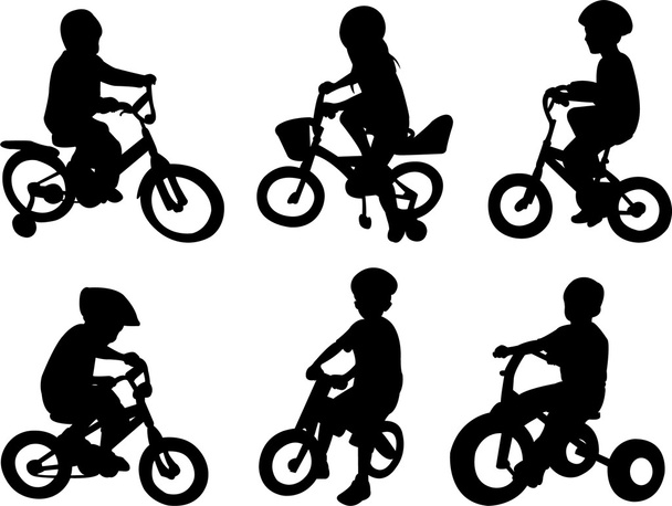 Niños montando bicicleta
 - Vector, imagen