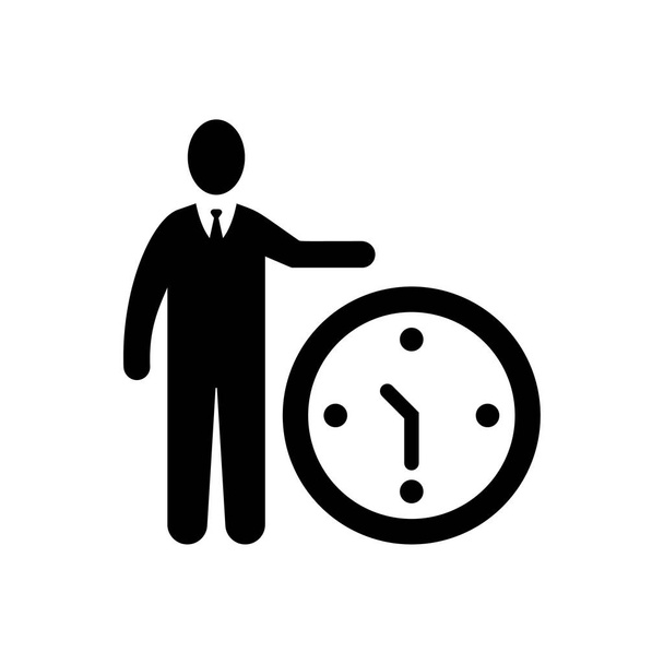 Time Management Icon - Business Concept. Glyph style - Isolated Illustration vector black - Vector, Image