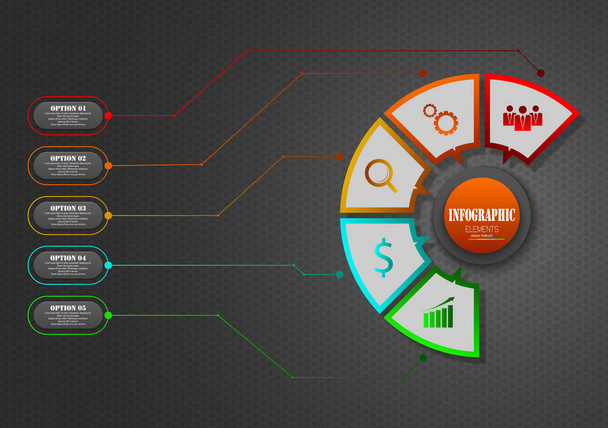 Business Infographics Presentation Slide With 5 Step Options - Вектор, зображення