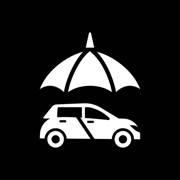 Car and umbrella icon - Automobile protection - auto insurance icon vector white - Vector, Image