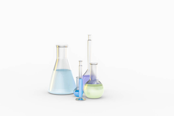 3d rendering, Recipientes químicos en el laboratorio
 - Foto, Imagen