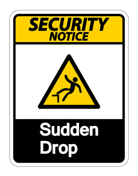 Veiligheid aankondiging plotselinge drop symbool teken op witte achtergrond, vector illustratie - Vector, afbeelding