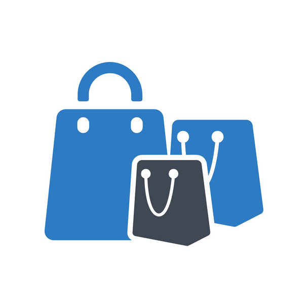 Três ícone saco de compras azul
 - Vetor, Imagem