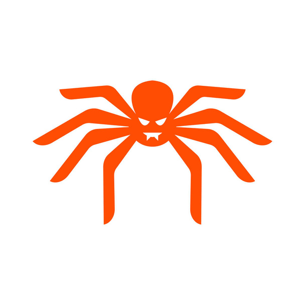 Örümcek simgesi-Halloween simge vektör illüstrasyon turuncu - Vektör, Görsel
