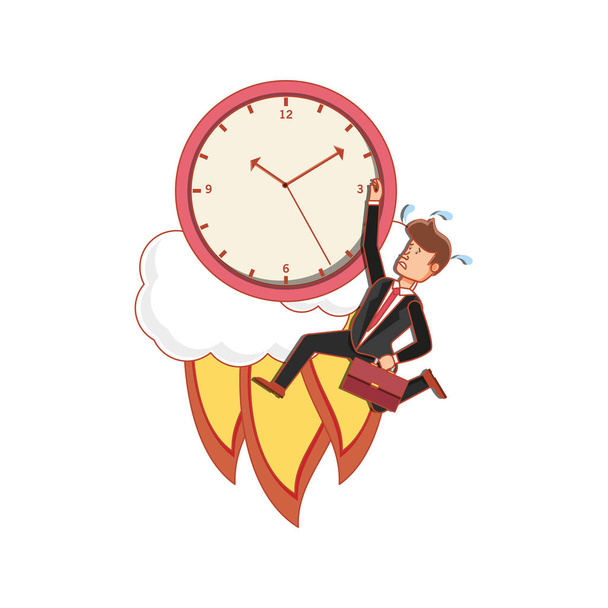 Time Clock Launcher opstarten met zakenman - Vector, afbeelding