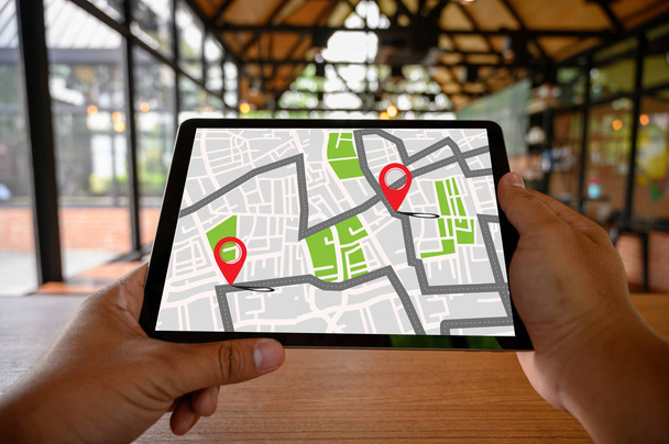 Карта GPS-навігації для підключення до мережі маршрут призначення розташування вулиць  - Фото, зображення