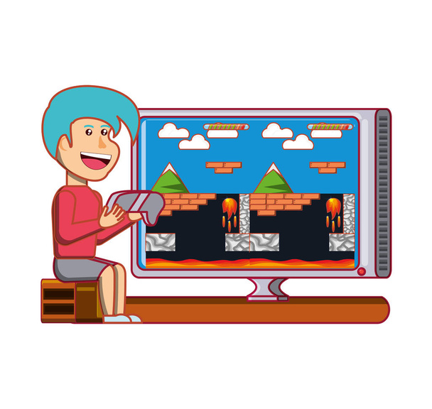 boy playing video game avatar character - Vector, Image