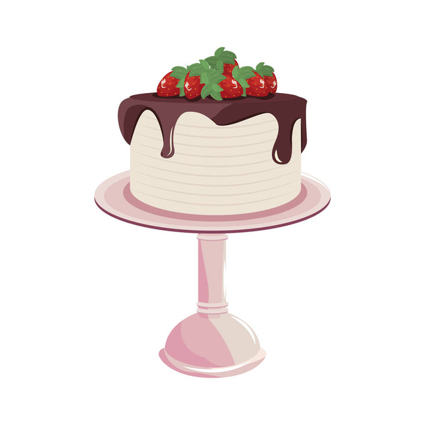birthday cake stand on white background - Vector, afbeelding