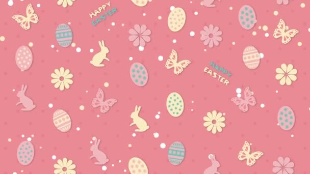 Pozadí šťastné Velikonoce s vejci, květinami a motýlama - Záběry, video