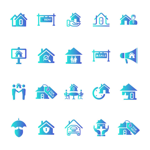 icônes immobilières ensemble - Vecteur, image