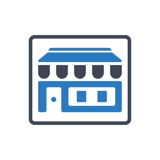Store icon - icône shopping vecteur bleu
 - Vecteur, image