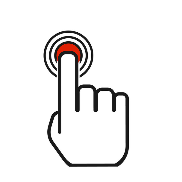 Κάντε κλικ στο εικονίδιο, τύπου δάχτυλο, το χέρι κλικ κουμπί, αφής διανυσματικά σύμβολο που απομονώνονται σε λευκό φόντο - Διάνυσμα, εικόνα