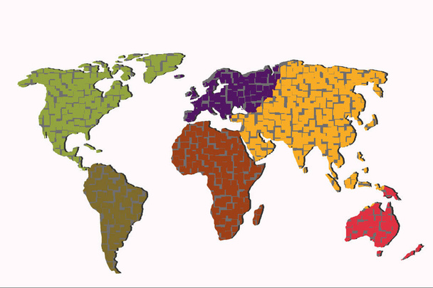 Грубо прорисованная карта мира как глобальные бизнес-концепции - Фото, изображение