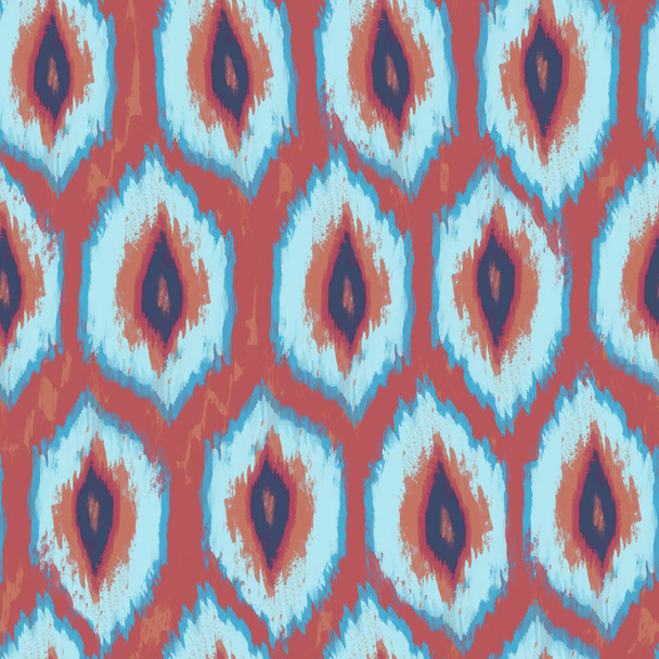 Ikat tekstylny bezszwowy wzór. Akwarela motywy etniczne: rombowe ornament - Zdjęcie, obraz