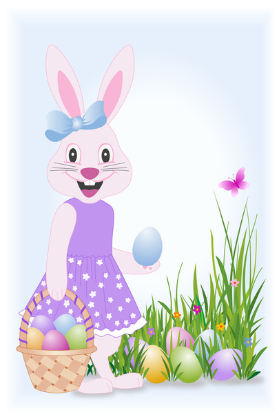 Easter bunny with basket - Vector, Image