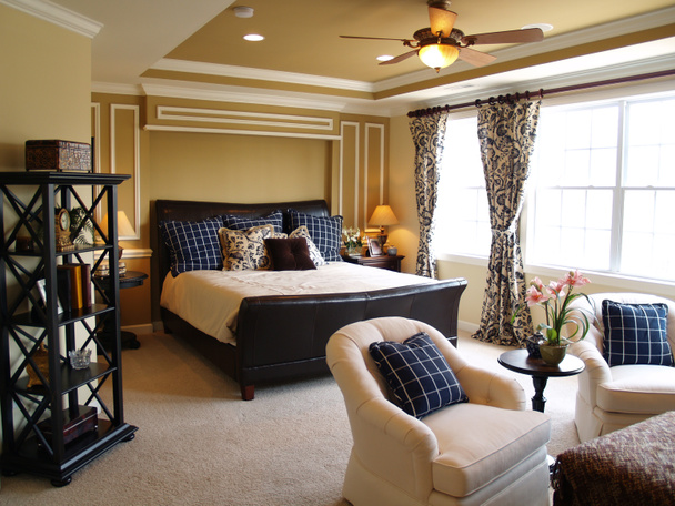 Black and Blue Master Bedroom - Photo, Image