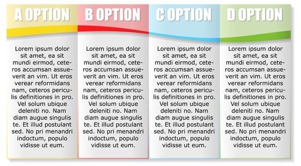 Four options horizontal template with colored header - Vector, Image