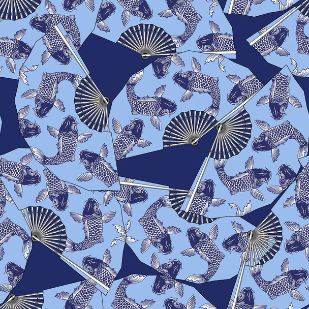 Japanese style folding fan pattern, - Διάνυσμα, εικόνα