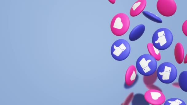 A 3D-s renderelés Thumbs fel és a szív szociális média ikon. - Felvétel, videó