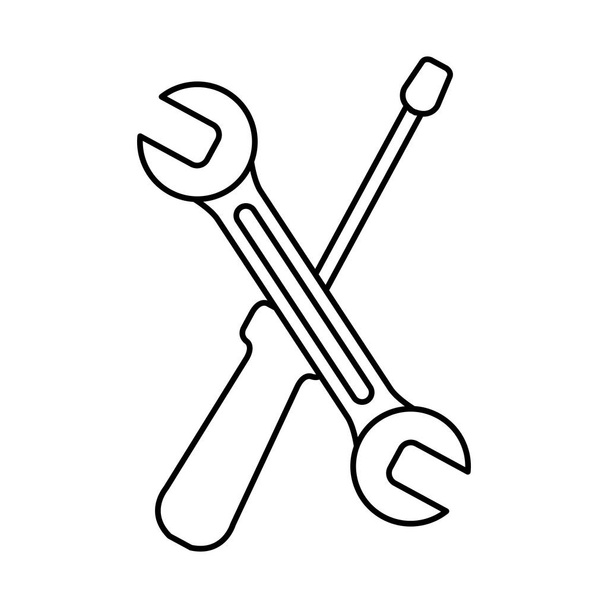 Γαλλικό κλειδί και το κατσαβίδι εργαλεία - Διάνυσμα, εικόνα