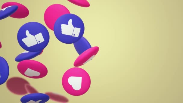 De 3D rendering thumbs up en hart sociale media icoon. - Video