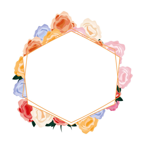 romantic label flowers floral decoration template - Вектор,изображение