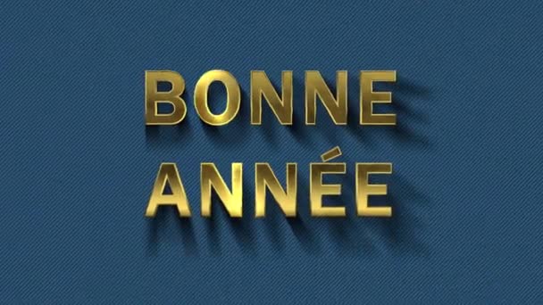 Barevné částice se přeměří na modré pozadí a text-Bonne Annee - Záběry, video