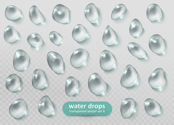 Gotas de agua. Conjunto realista transparente. Vector eps
 - Vector, imagen