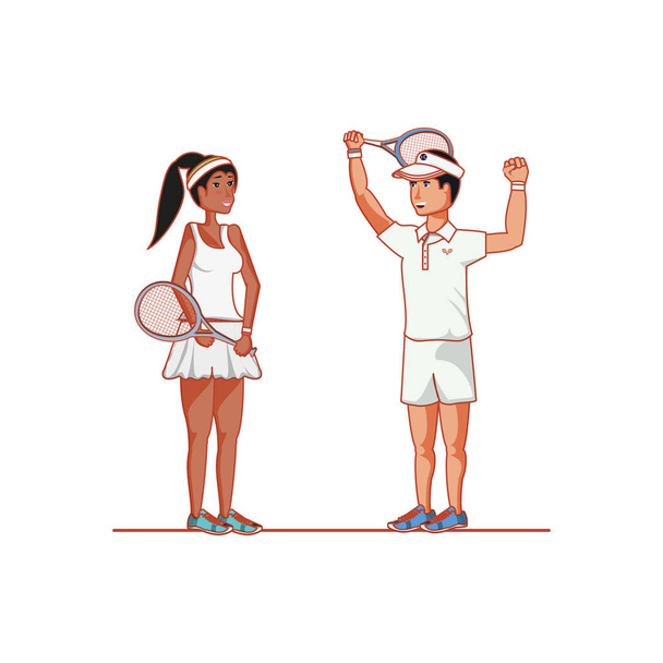 pár teniszezés avatar karakter - Vektor, kép