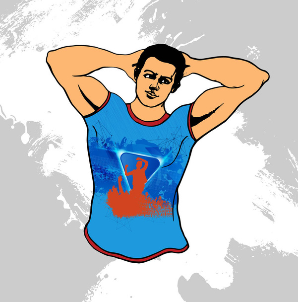T-shirt template for young fitness man, vector  - Vector, Image
